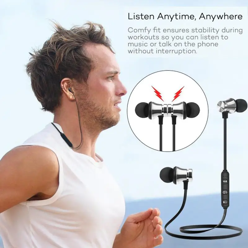 Bluetooth наушники с микрофоном спортивные магнитные проводные шейным ободом