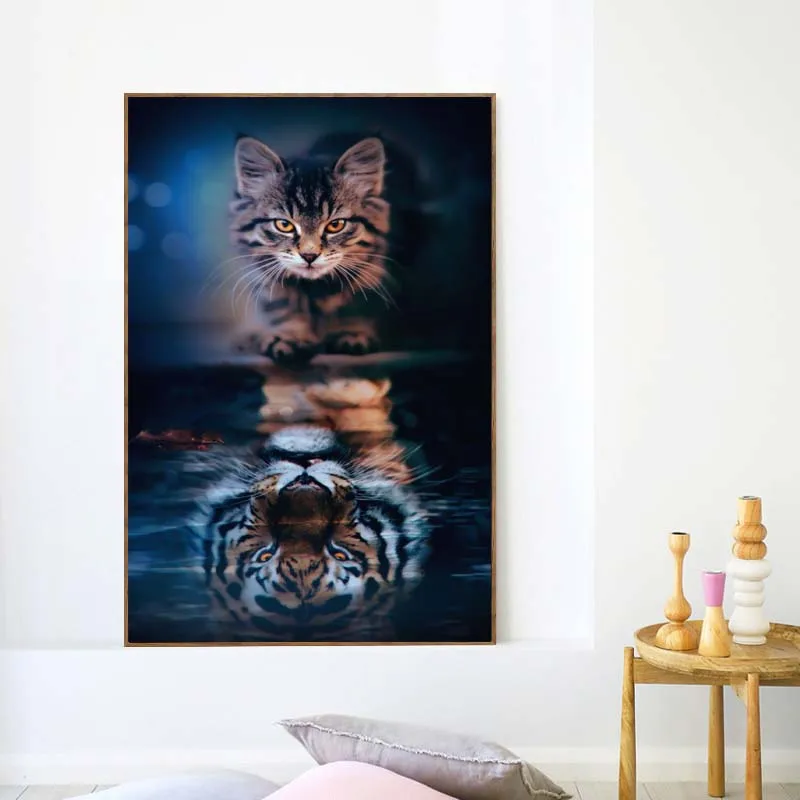 

Funny Cat and Tiger Diamond Embroidery,Diamond Mosaic Full rhinestone 5D Diamond painting cross stitch,Animal,needlework,