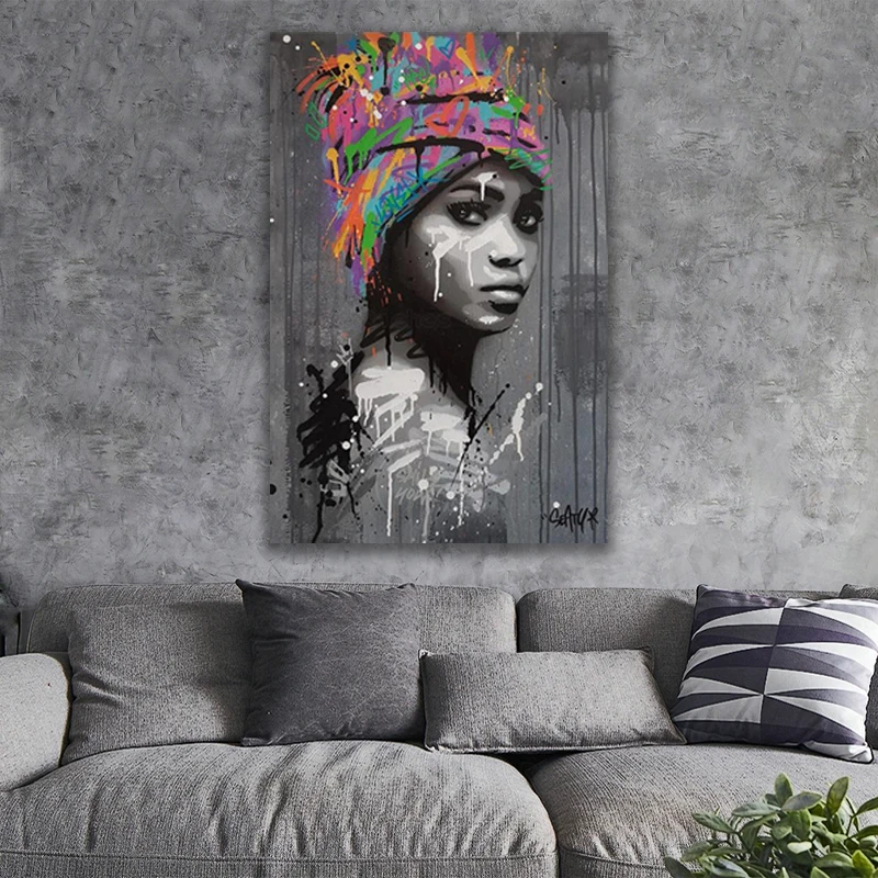

African Woman Wall Art Canvas Print Modern Art Canvas Painting on The Wall Posters Prints Portrait Pictures Home Decor