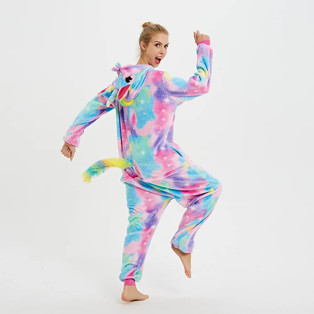 кигуруми 2019 New Winter Flannel Onesies For Adults Cute Animal Anime Unicorn Pyjamas Set Women Men Sleepwear Overalls | Женская