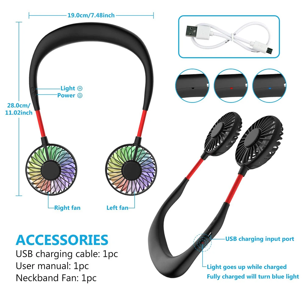 USB арома-вентилятор перезаряжаемый шейный ленточный вентилятор для занятий