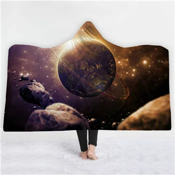 Фиолетовый Dreamlike звездное небо Вселенная с принтом богемное одеяло с капюшоном для взрослых Мандала шерпа флисовое женское одеяло из микрофибры - Цвет: Фиолетовый