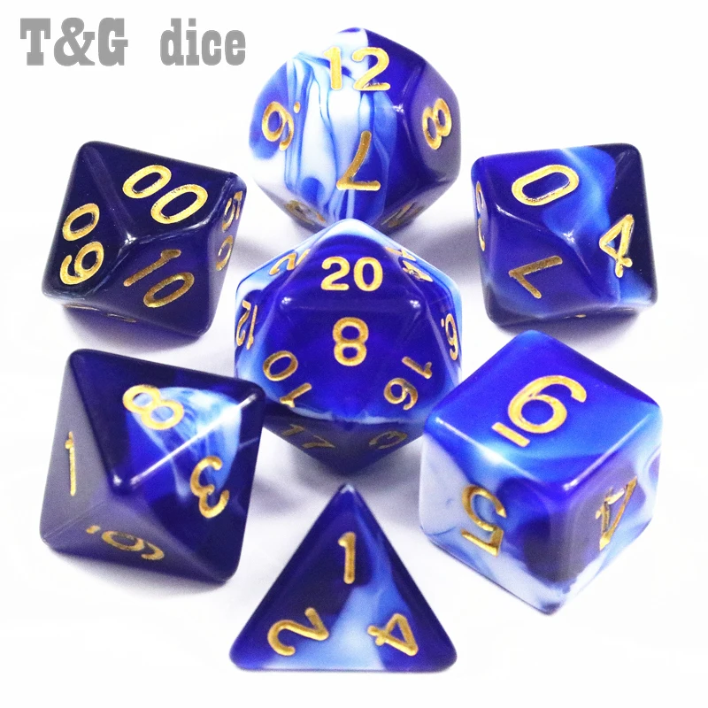 T &amp G 7 шт трпг кости для DND D4-D20 многосторонних игр кубики цветов Настольный