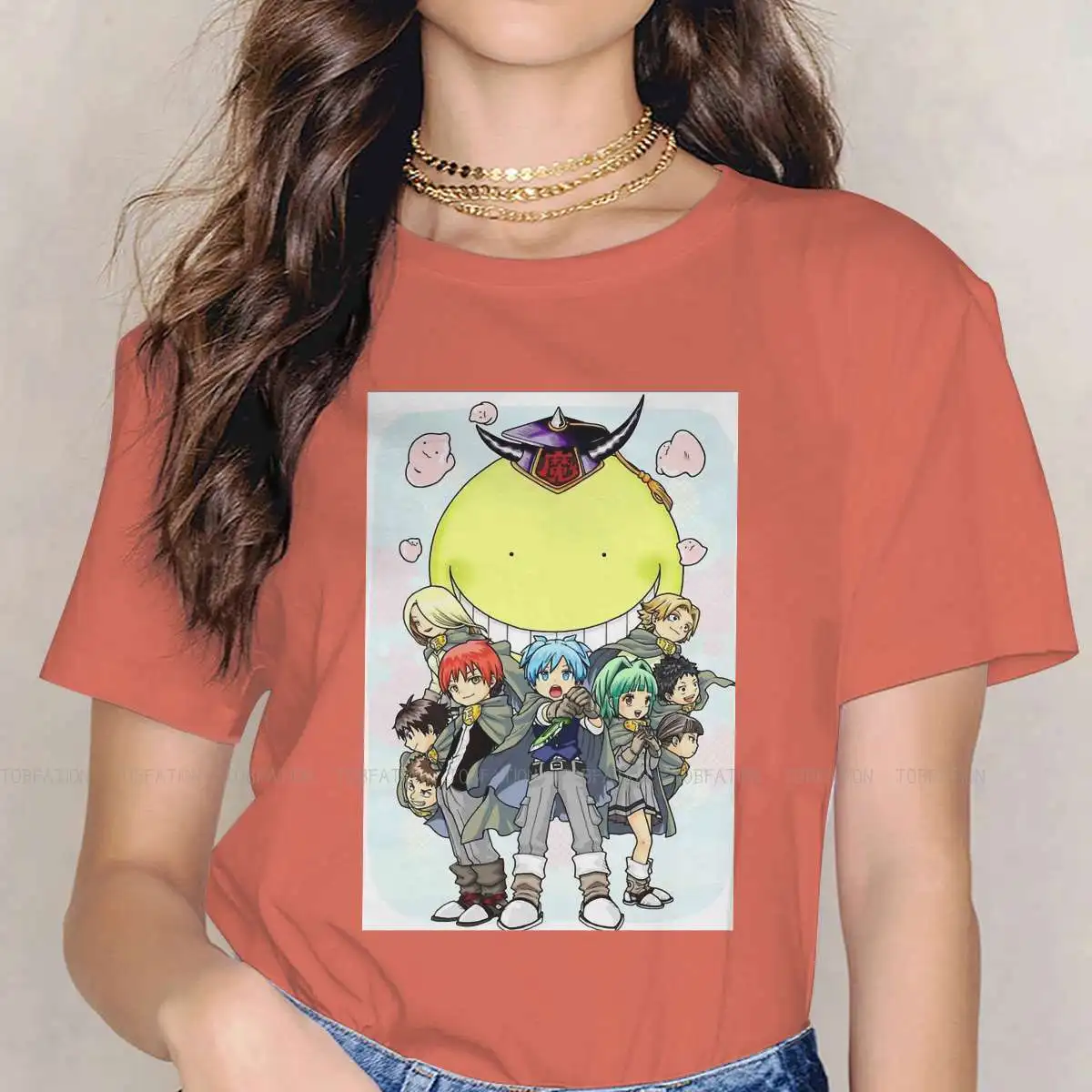 

Футболки для отдыха 5XL с изображением осьминога из аниме «класс убийц», женская уличная одежда из ткани с круглым вырезом, большие размеры