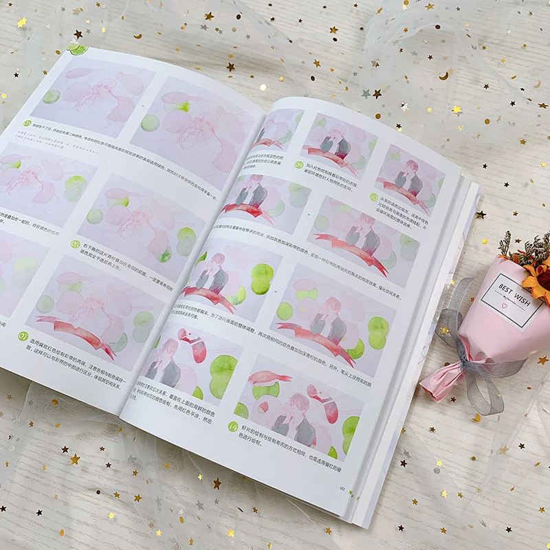 

watercolor basic tutorial book Transparent watercolor man drawing technique painting Fantasy character illustration books