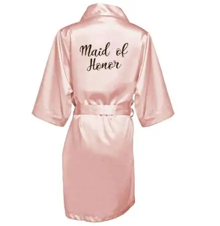 Пыльный розовый невесты robe Атласный халат для женщин свадебные пижамы свадебный