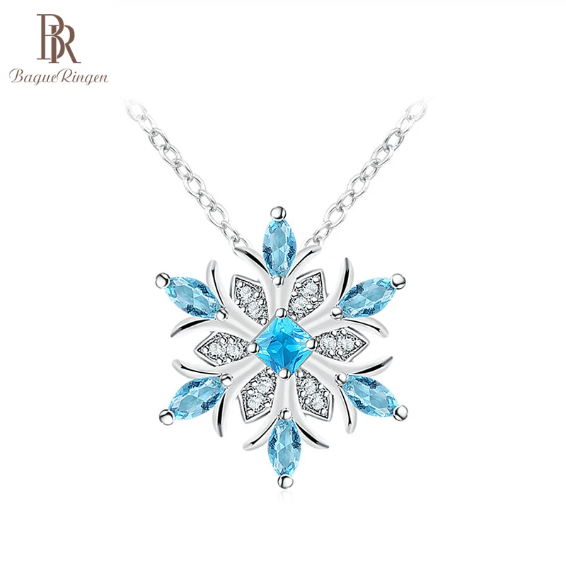 Bague Ringen Подвески снежинки ожерелье для женщин Мода Серебро 925 ювелирные изделия