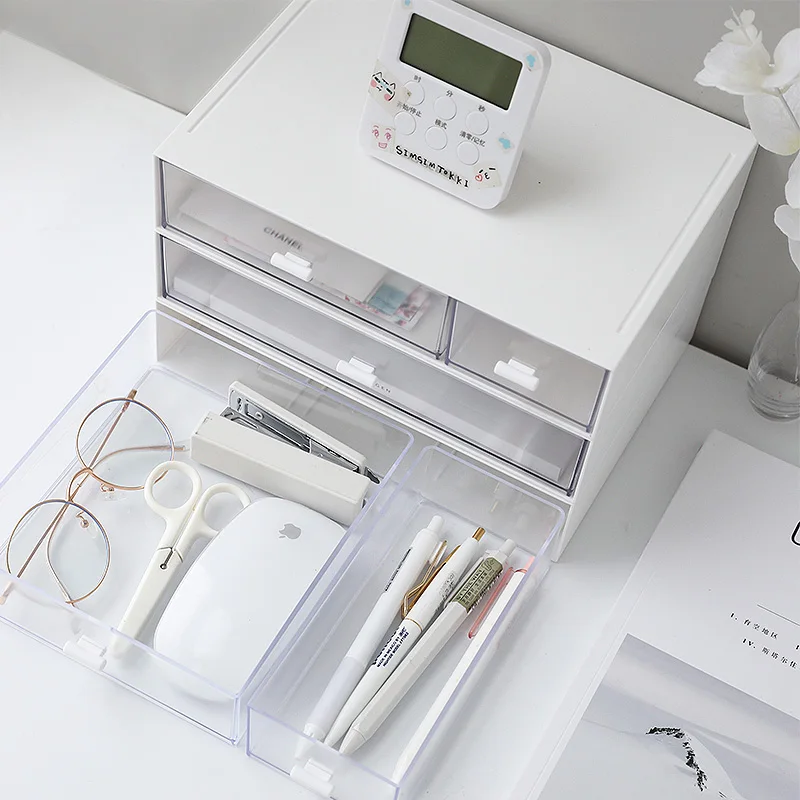 Белая пластиковая коробка для хранения косметики ящик макияжа органайзер