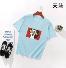 Милая женская футболка Летняя Повседневная с коротким рукавом и круглым вырезом