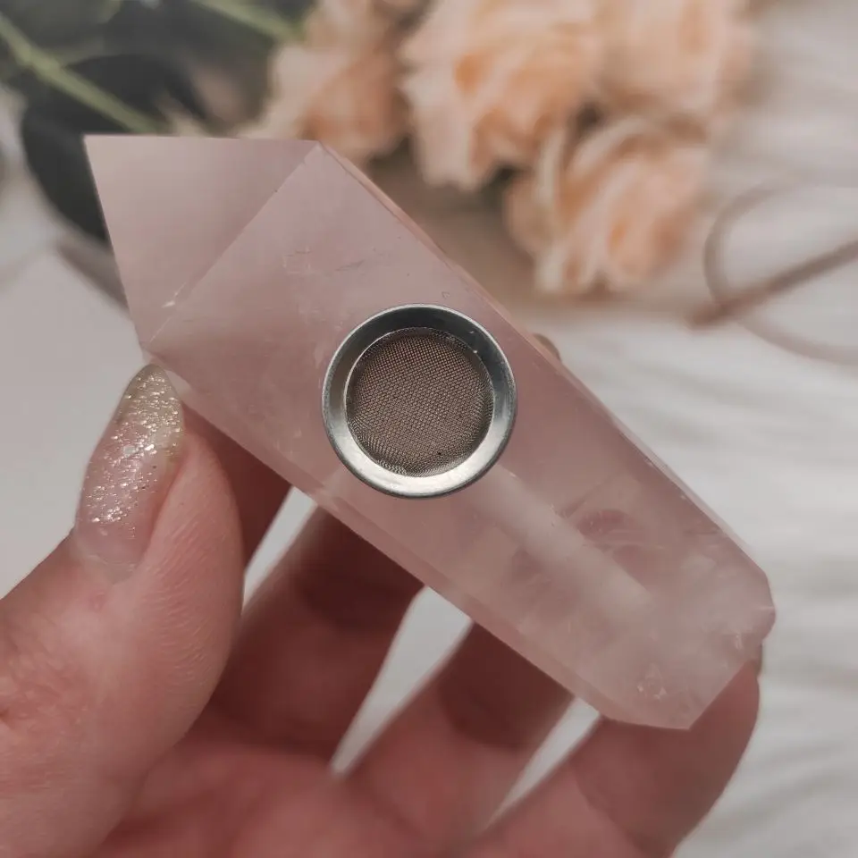 

Курительные трубки из натурального розового кварца, 7 см, с 1 щеткой