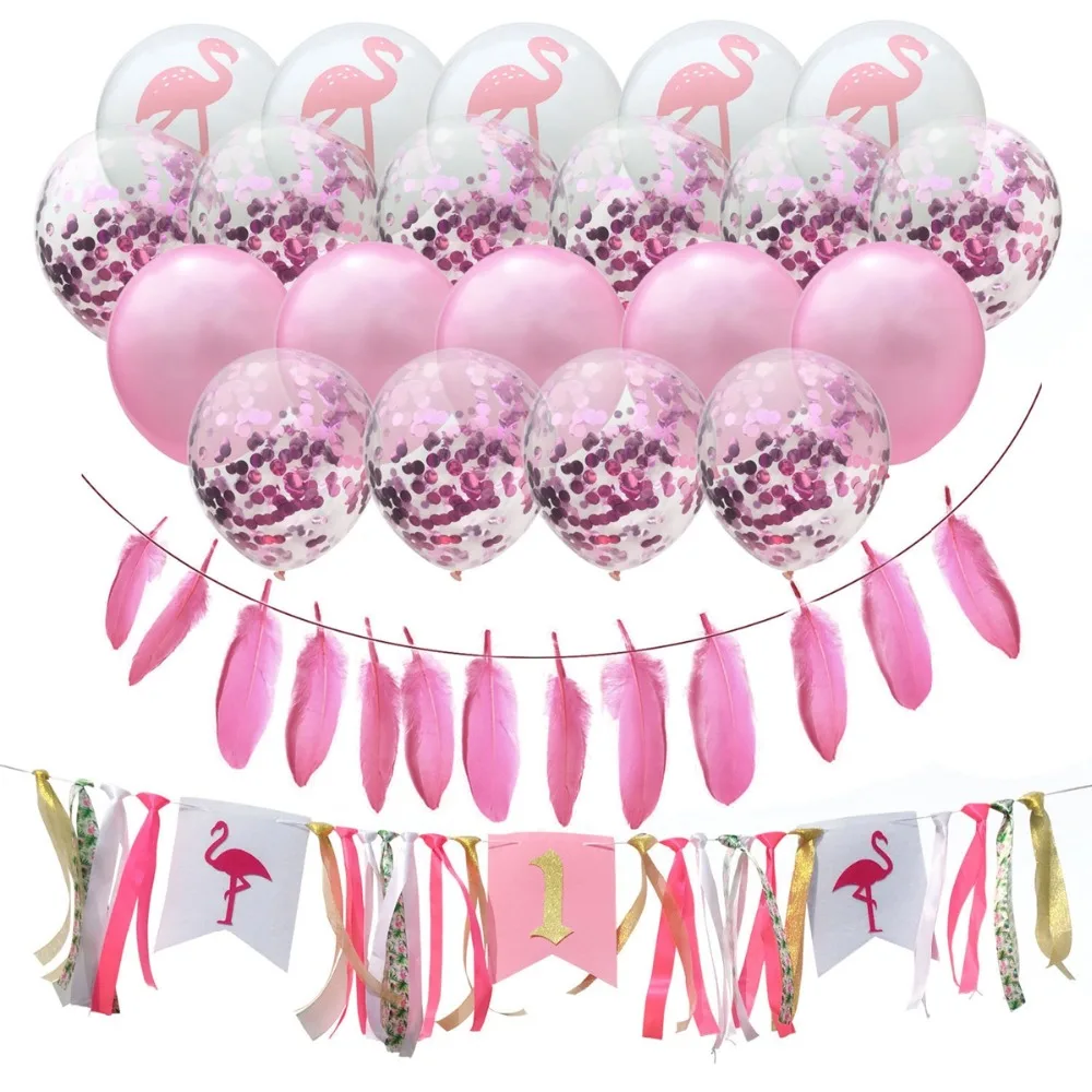 

Фламинго вечерние украшения баннер на день рождения с Гавайская тропическая шар День рождения вечерние Для летних вечеринок вечерние пляж...
