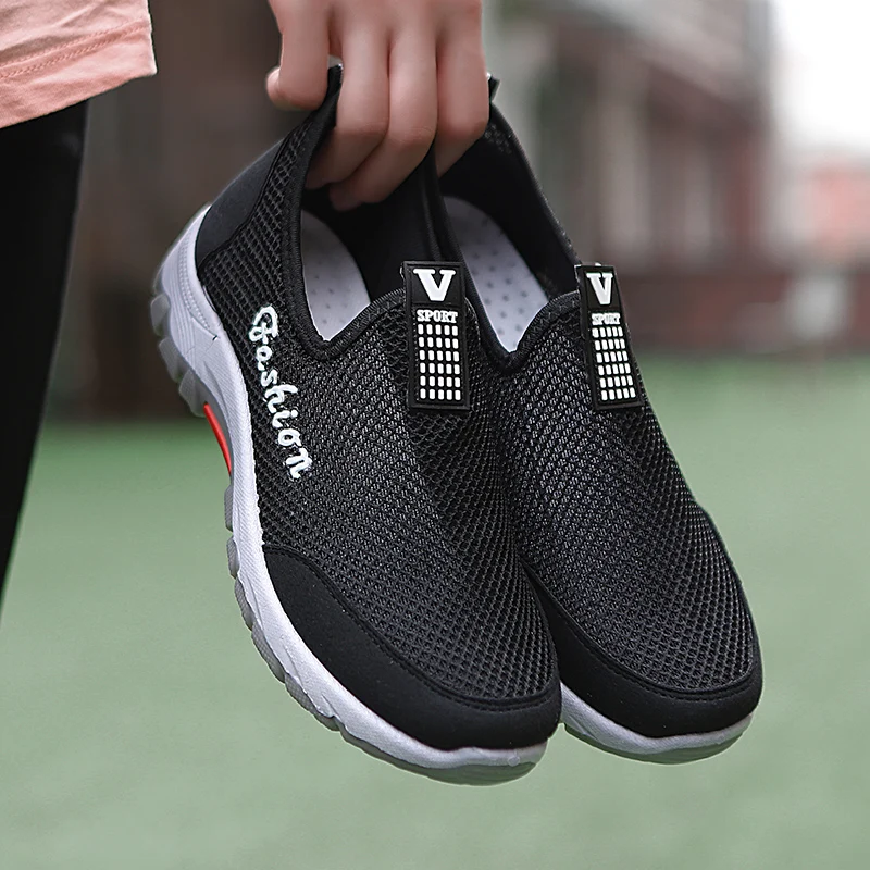 Кроссовки женские теннисные из дышащей сетчатой ткани без шнуровки | Спорт и