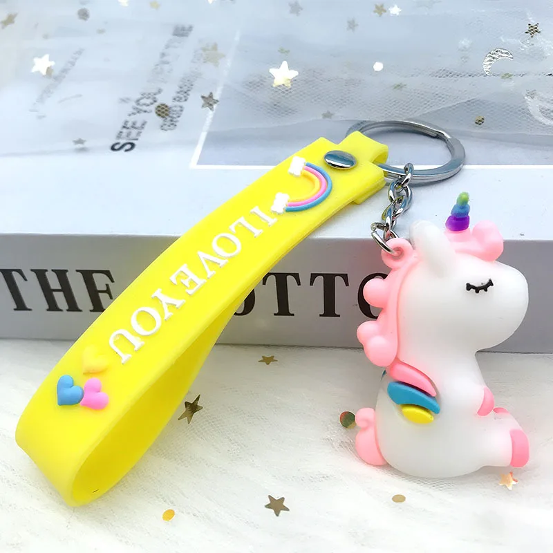 Unicorn Keychains Female Cute Cartoon Doll Car Key Ring Bag Pendant Phone Charm Couple Lover Girls Best Gift Kawaii Accessories