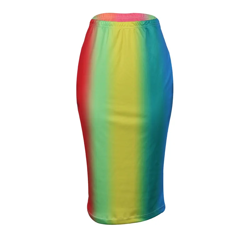 

Tie Dye High Waist Elastic Pencil Skirt Women Summer Streetwear Office Stretch Midi Skirt Calf Length Tight Long Bodycon Skirt