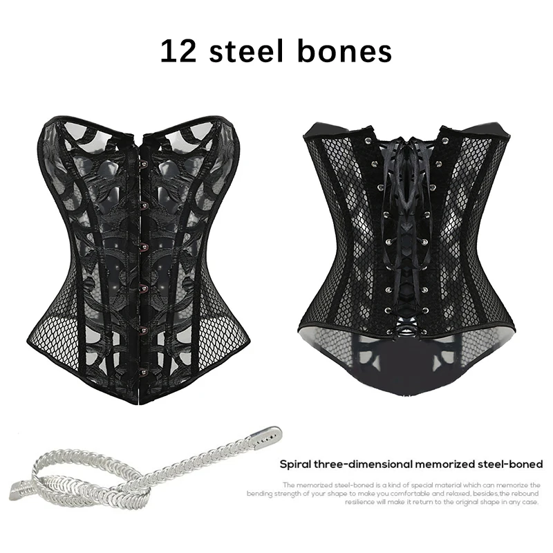 Женский сексуальный корсет с вырезами Белый Готический Бюстье Черный в стиле