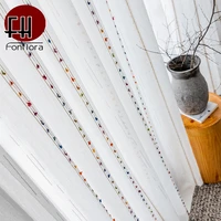 vertical white tulle curtains for living room sheer curtains for bedroom colored ball stripes voile window treatment custom size