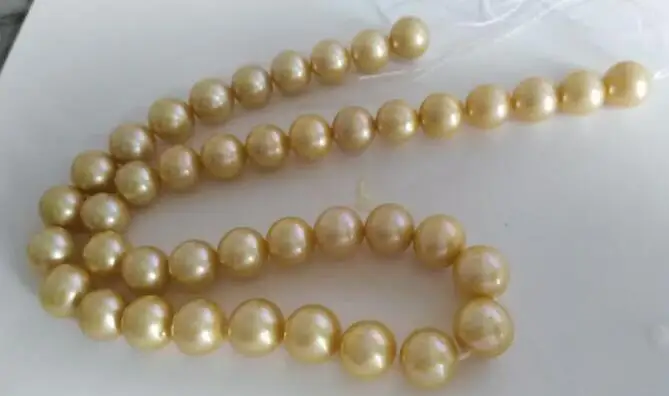 Великолепное круглое Золотое жемчужное ожерелье с южным морем 10-11 мм 18 дюймов 14k