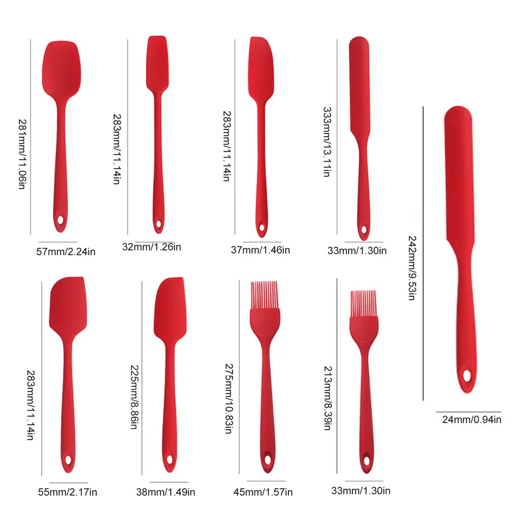 

9 Pcs Silicone Pastry Spatula Set Non-Stick Rubber Spatula Set Heat Resistant Spatula Kitchen Utensils Set Baking Accessories