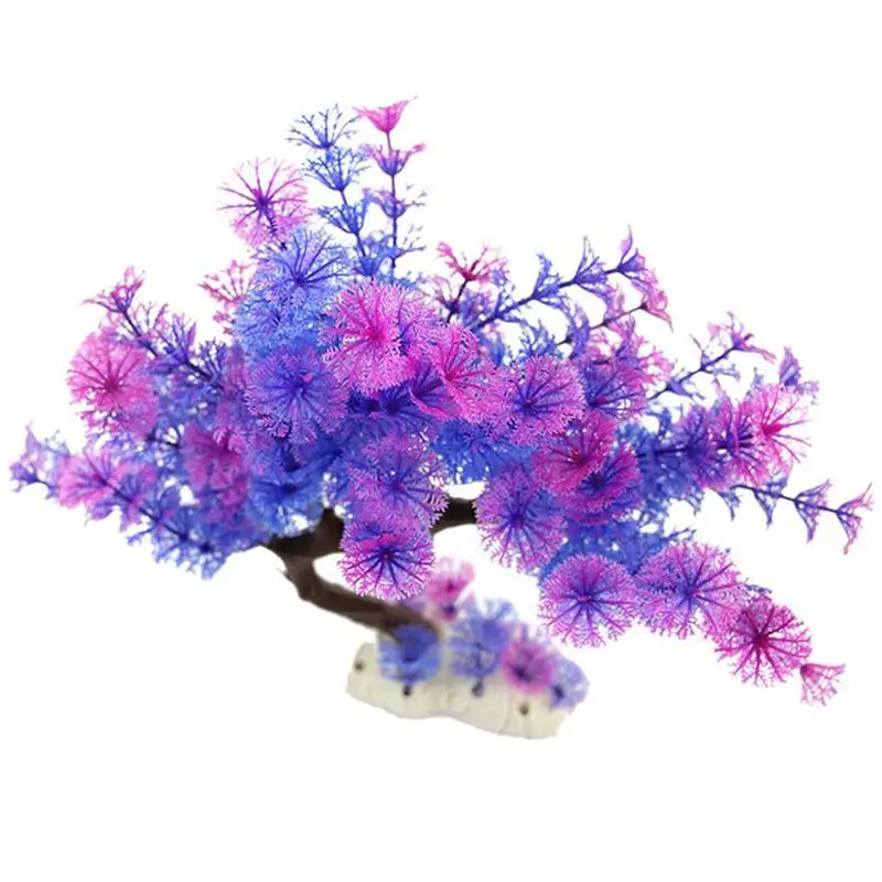 Artificial Plant Safe Lifelike Vivid Purple Tree Water Grass Accessories For Pet Shop Nest Aquarium | Дом и сад