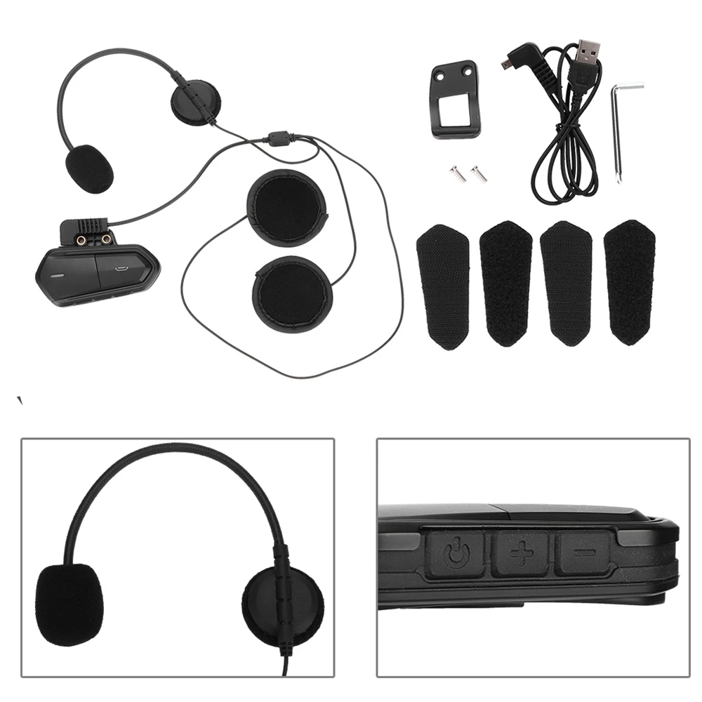 Motorcycle Helmet Stereo Wireless Bluetooth Compatibility 4.1 Headset Motorbike FM Radio Call Earphone Intercom With Microphone