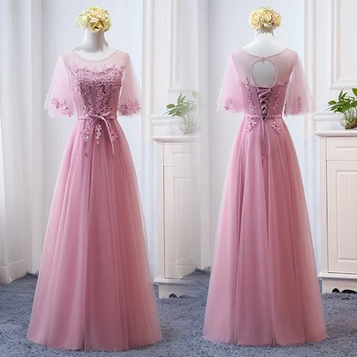 MNZ-9858Z# платье подружки невесты новые зимние рождественские платья средней длины с длинными рукавами г. Бледно-лиловый на шнуровке для девочек - Цвет: 819B