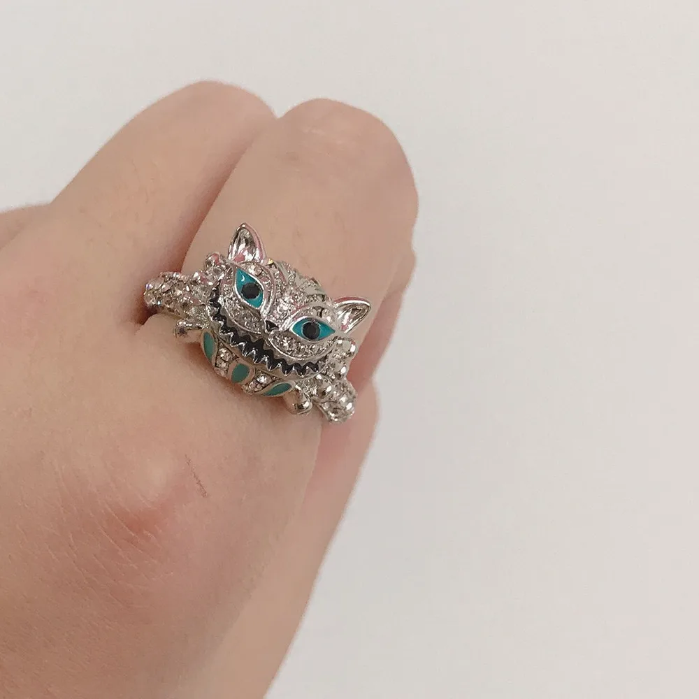 Женское двухцветное кольцо в стиле панк FFLACELL с синим черепом стразы форме капель