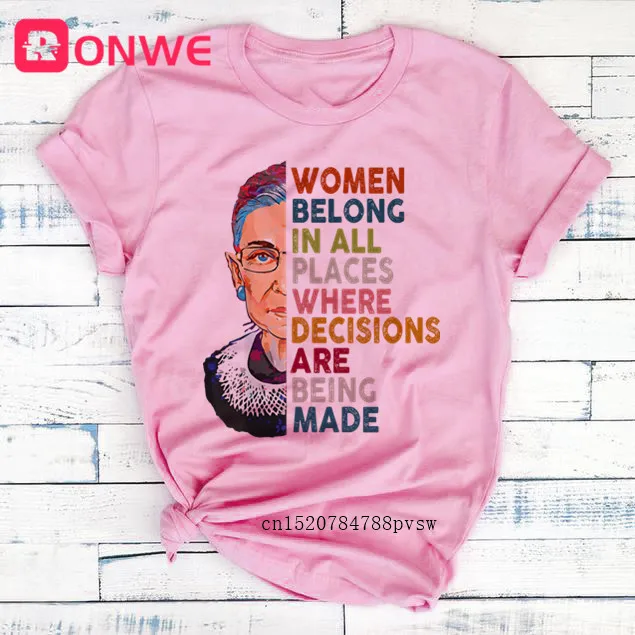 Женская Rbg Рут Бадер гинсбург футболка для девушек Харадзюку Повседневный Белый