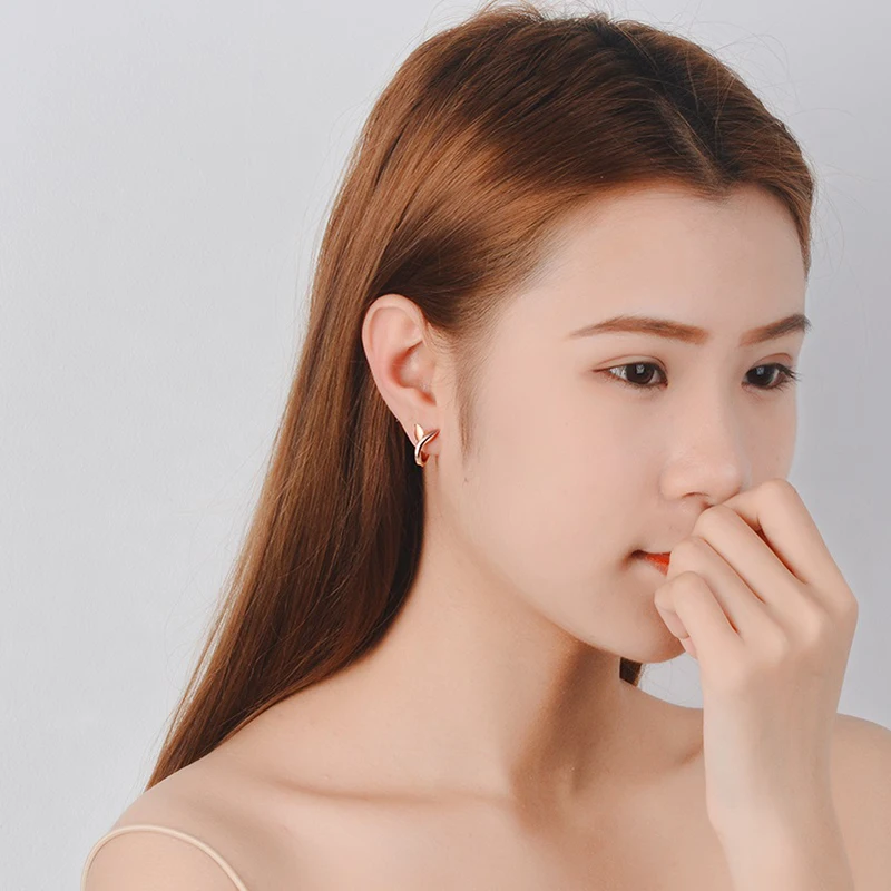 Women's Fashion Mermaid Tail Hoop Earrings Romantic Rose Gold Small Huggie Hoops Minimal Simple Style Earrings Accessories Gifts