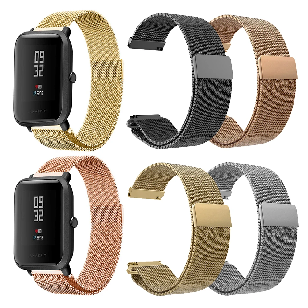Металлические часы браслет для Amazfit Bip ремешок для часов для Xiaomi для Huami Amazfit Bip Молодежные Смарт часы аксессуары из нержавеющей стали