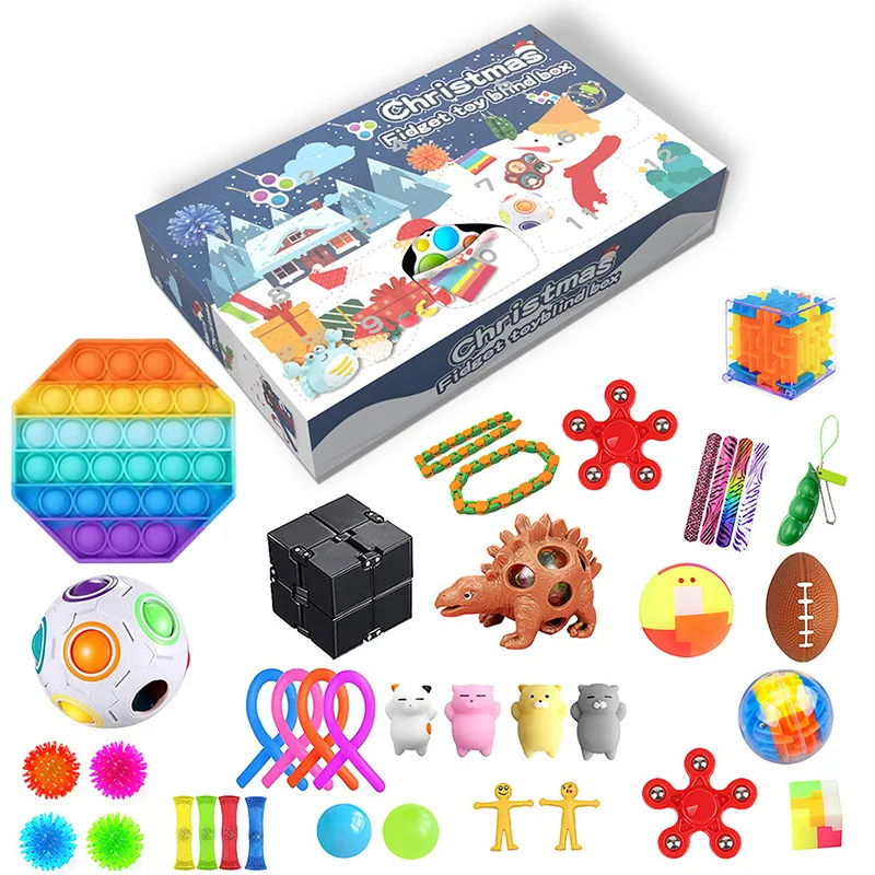 

New Christmas Calendar Countdown Blind Box Pop Its Surprise Demolition Demolition Le Decompression Fidget Toy Set DIY Kids Gifts