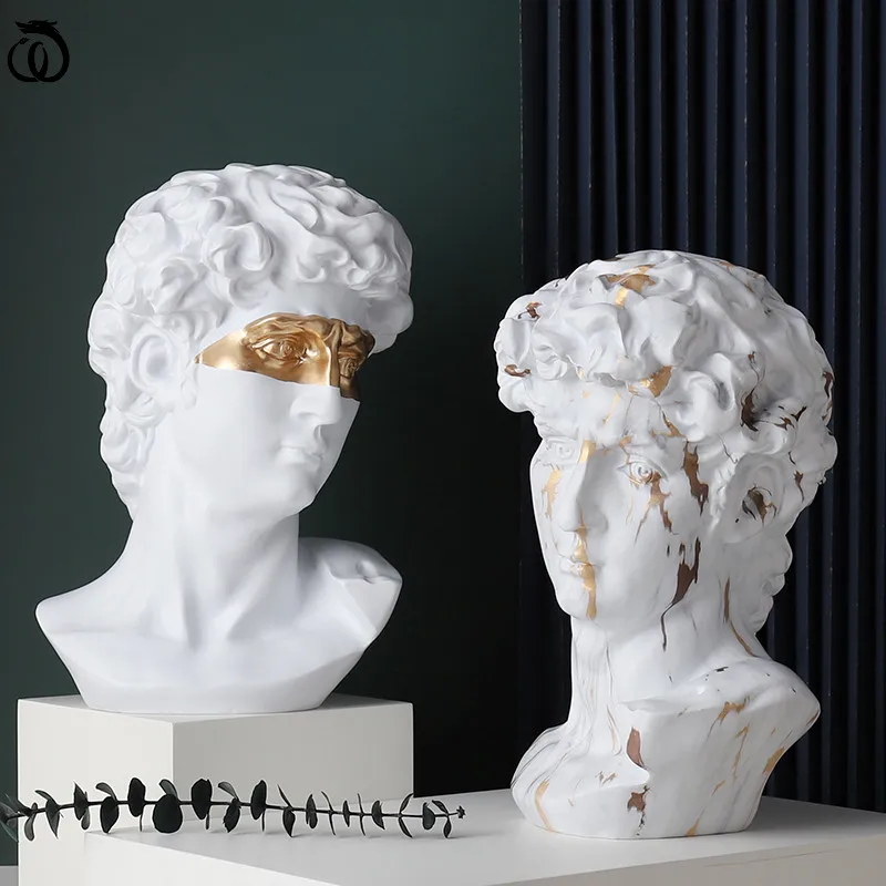 

Luxurious David Art Sculpture Abstract Figure Head Portraits Statue Decoration Resin Crafts Nordic Home Decor Accessories Gifts