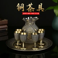 chinese style bronze plated wine set high end wine pot european metal goblet personality bag baijiu six cups