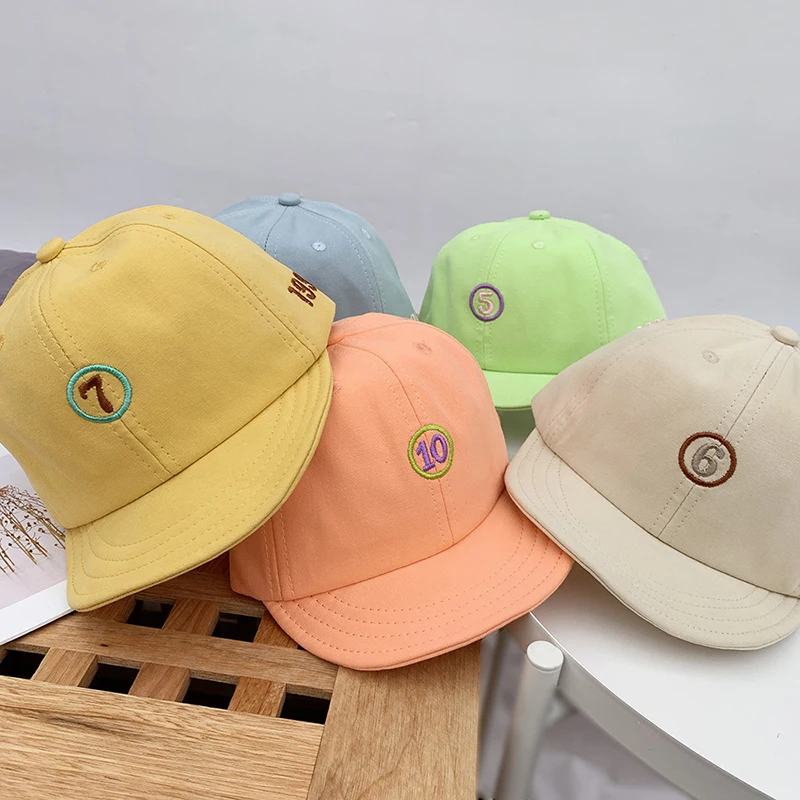 

Children's Peaked Cap Spring and Summer Sunshade Baseball Cap Letter Candy Color Baby Hat Boys and Girls Hats