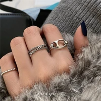 panjbj 925 sterling silver pull ring cross chain ring female simple retro index finger ring personality ring fashion party