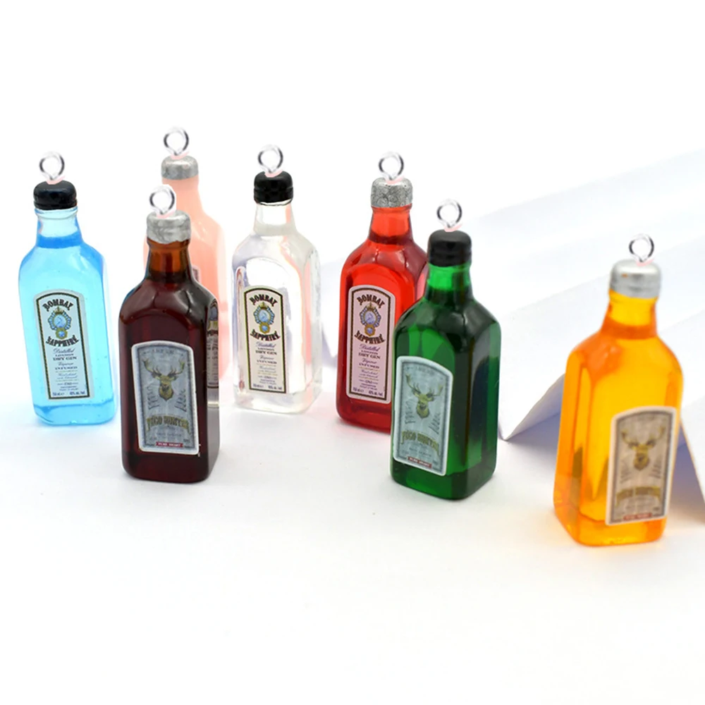 

Yamily 10Pcs/Resin Wine Bottle Charm Simulation Beer Liqour Bottle DIY Making Pendant Jewelry For Keychain Earrings Necklace