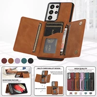 luxury card holder phone case for samsung galaxy s22 s20 fe s21ultra note 20 10 wallet pu leather protect shockproof stand cover