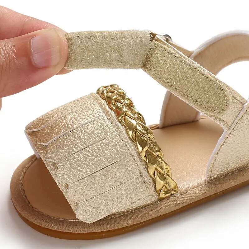 

Pudcoco 2021 New Newborn Baby Summer Baby Boy Girl Sandals Tassel Soft Sole Crib Shoes Kids Anti-slip Baby First Walkers Solid