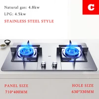 double eye gas stove for home built in table embedded dual purpose stainless steel high firepower and fast heating cooktop stove