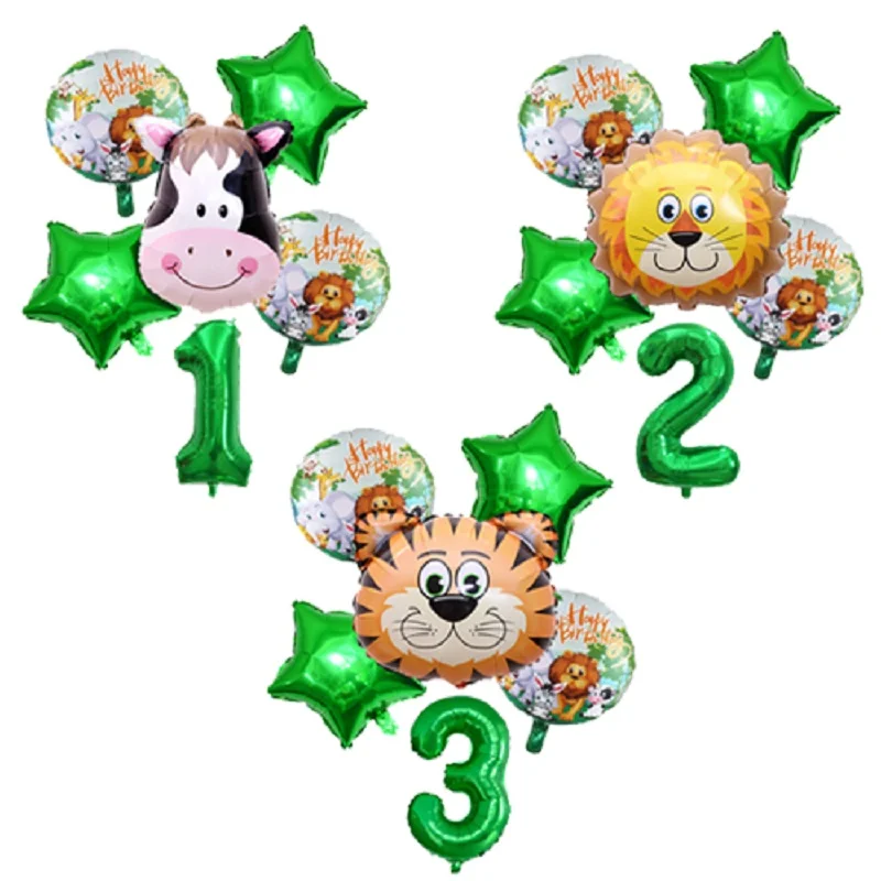 6 шт./лот День Рождения вечерние декор для детей с изображением животных из