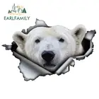 EARLFAMILY 13 см x 8,8 см Автомобильная наклейка с белым медведем, рваная металлическая наклейка, водонепроницаемая 3D белая зеркальная виниловая наклейка s
