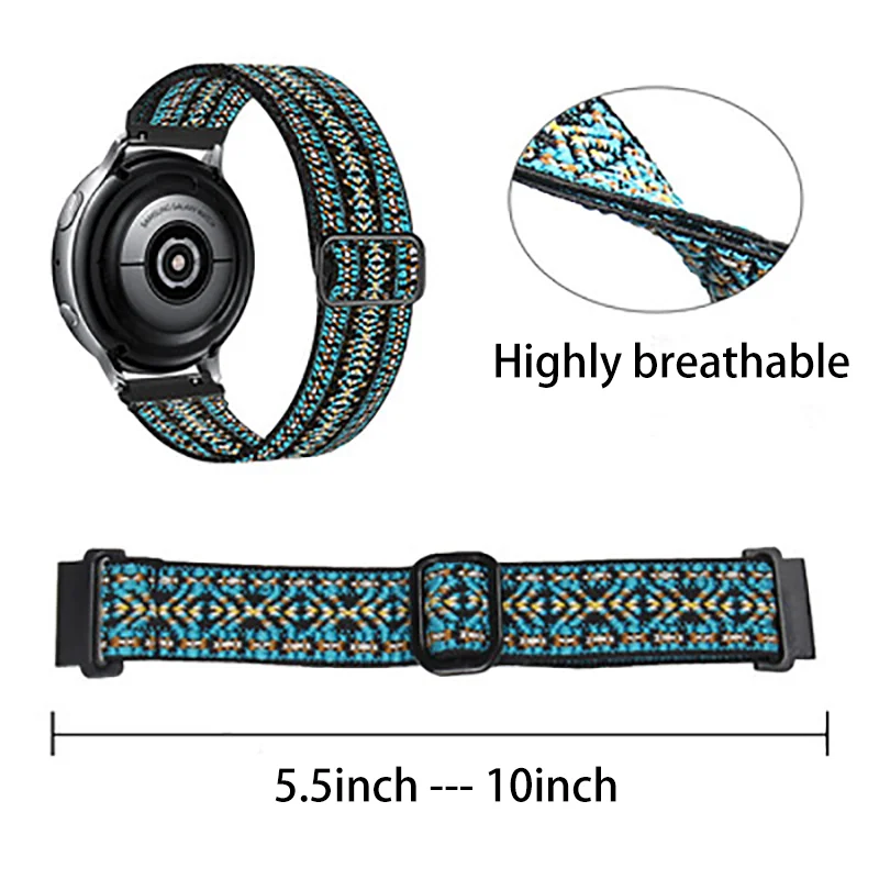 20 мм нейлоновый Плетеный ремешок для Samsung Galaxy watch 4/classic/46 мм/Active 2/Gear S3/fitbit versa
