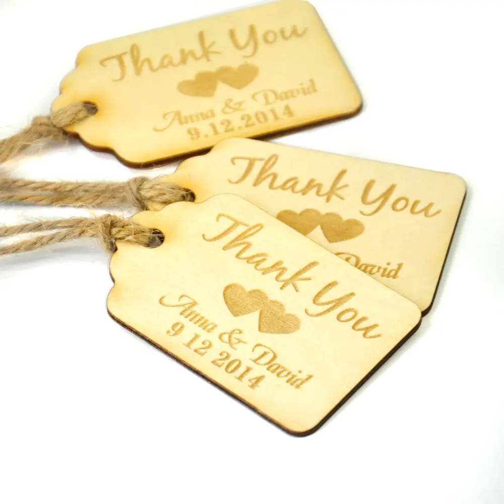 Персонализированные свадебные этикетки с благодарностью деревянные Этикетки