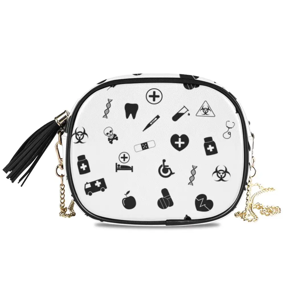 

ALAZA 2020 Summer New Women Bag Handbags Chain Shoulder Crossbody Bag Nurse Pattern PU Leather Small Women Messenger Bags female