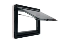 top hung side window right angle ventilation hatch with screen and blind rv caravan motorhome mg16rw