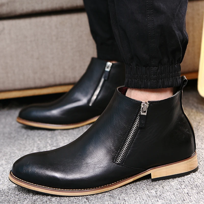 Мужские ботинки челси модные осенне зимние ботильоны мужские повседневные