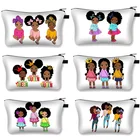 Мультяшная черная волшебная косметичка для девочек, милая женская косметичка для путешествий, портативная косметичка для девочек