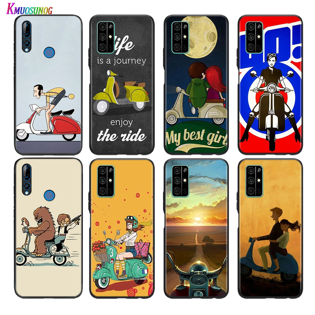 

Soft Black Cover Vespa Scooter For Honor 30 30S V30 V20 9N 9S 9A 9C 20S 20E X10 20 7C Lite Pro Plus Phone Case