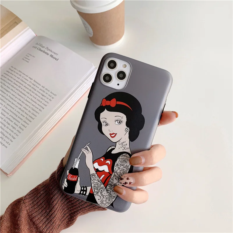 Tattoo girl princess matte soft case for iphone 11 Pro xs max x xr 11Pro drink cute phone cover 7 8 6 6S Plus coque |