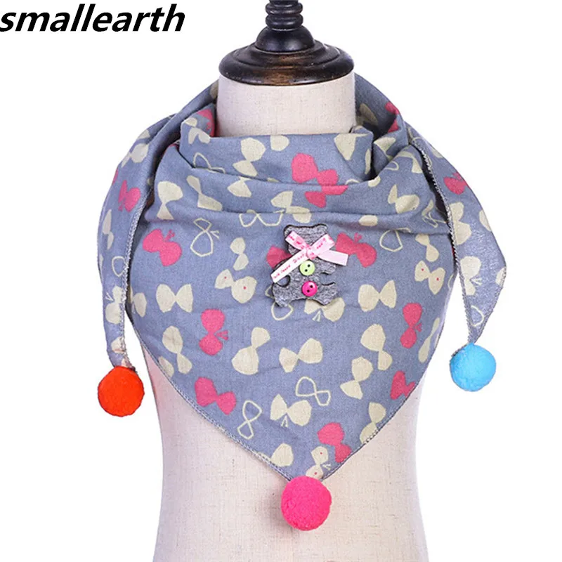 Детский треугольный шарф хлопковый теплый детский на весну и зиму с круглым