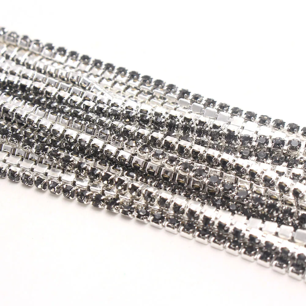 10 ярдов прозрачный черный кристалл коготь Кристалл Стразы цепь градиент плотная